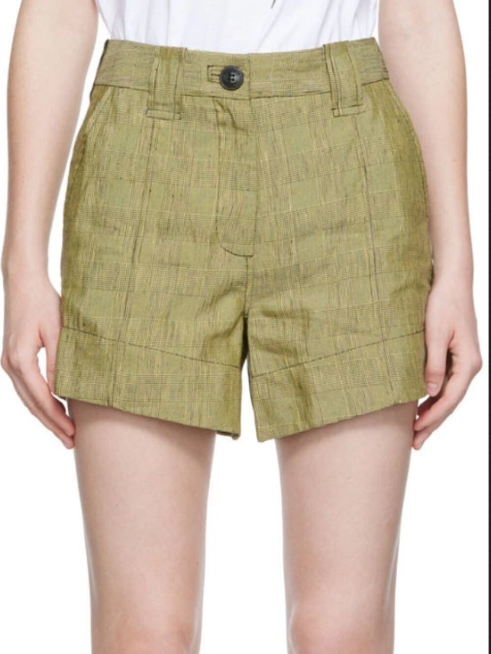 Ganni Plaid Linen Shorts